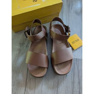 NEW Strive Cara Sandals Brown Leather Strappy Arch Support, Size 9 (S4)